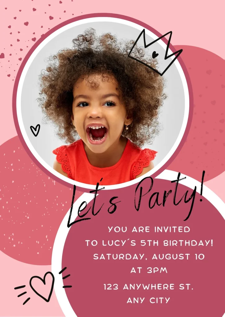 Pink Simple Photo Birthday Party Invitation instore activations, family days, carnivals and birthdays